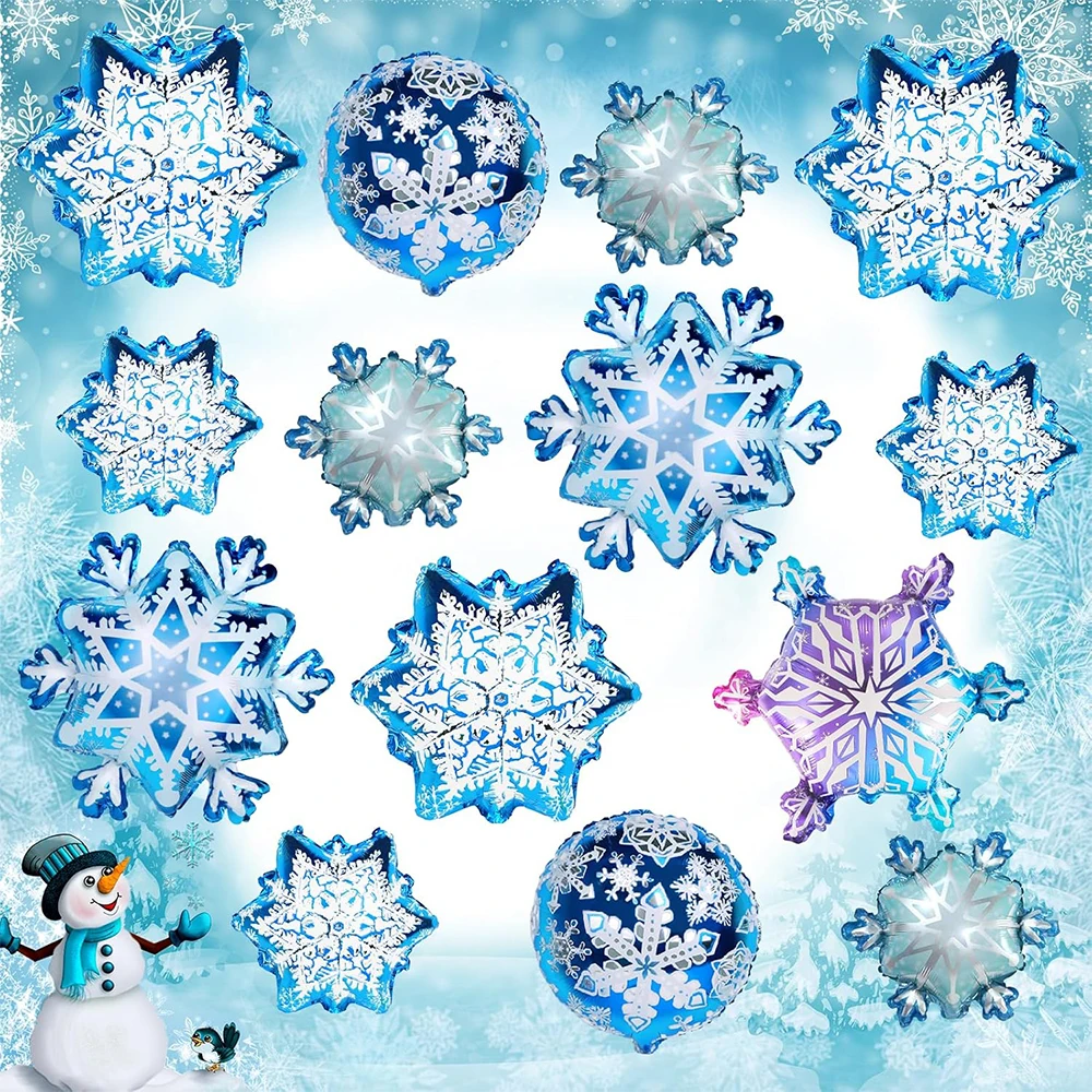 Schneeflocken-Hängedekorationen, alles Gute zum Geburtstag, Banner, Schneeflocken-Luftballons, Weihnachten, Winter, Karneval, Eis, Schnee, Thema, Partyzubehör – Detail 14