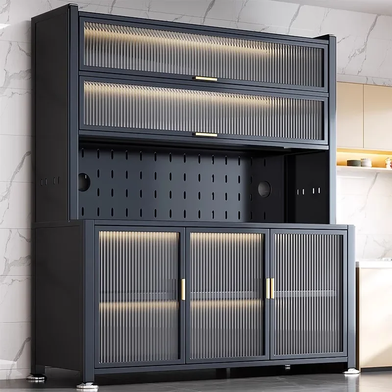 โมเดิร์นชั้นวางตู้ครัว Complete Storage Nordic เหล็กตู้ครัวโลหะสูงหรูหรา Muebles De Cocina เฟอร์นิเจอร์ 1