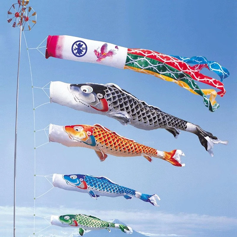 Colorful Japanese Carp Windsock Koinobori Fish Flag Yard Hanging
