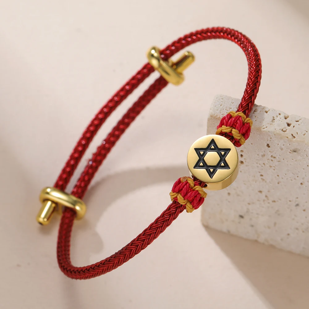 Dawapara Davidstern-Armband, verstellbar, Hexagramm, jüdischer Schutz, Amulett, Chanukka, Geschenk, Edelstahl-Schmuck – Detail 10