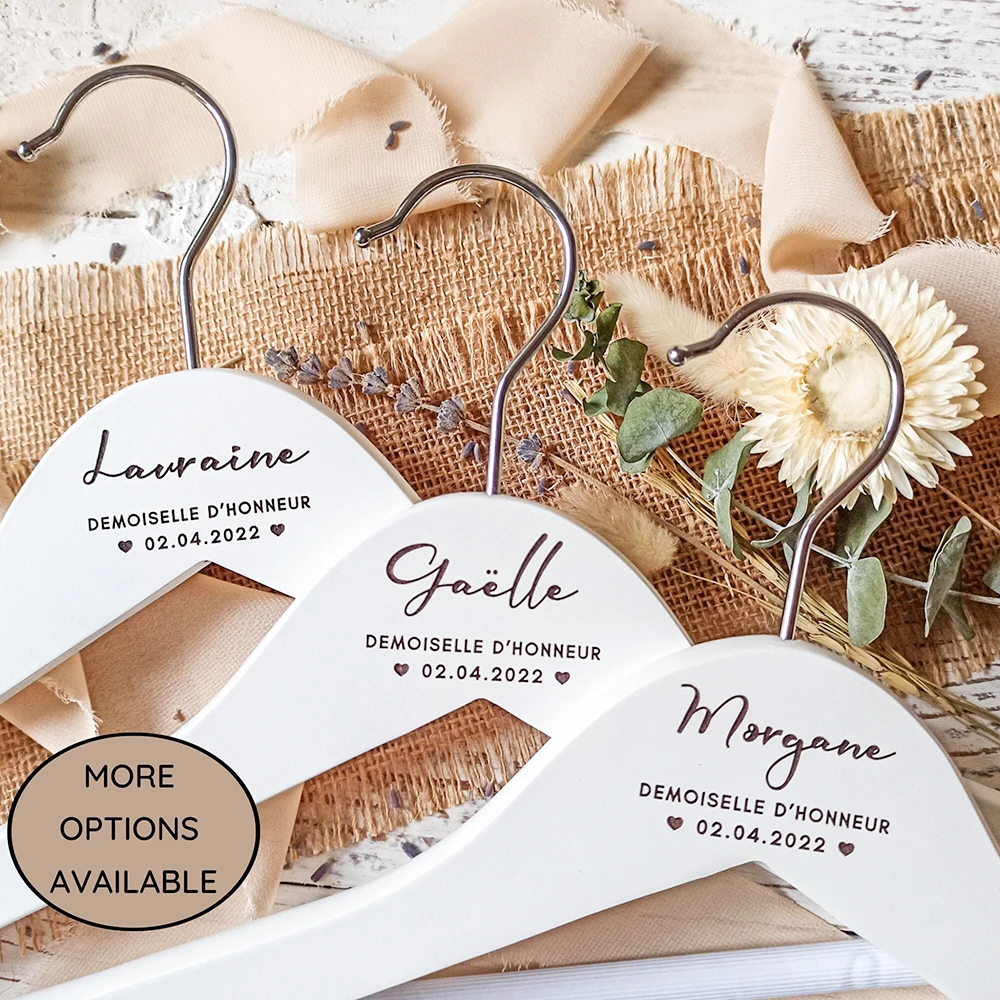 Engraved Hangers for Wedding, Personalised Wooden Coat Hanger for Bride and  Groom, Bespoke Wedding Day Hangers, Bridal Keepsake 