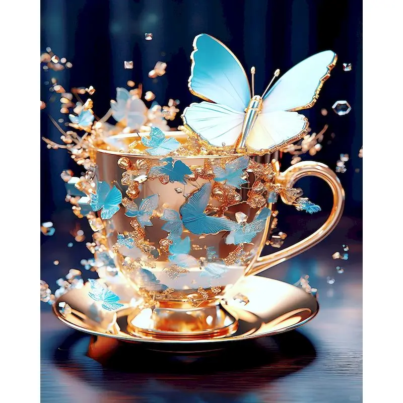 GATYZTORY Paint By Number Butterfly Cup Scenery 60x75cm Drawing DIY Craft Kits For Adults Coloring By Number Picture Home Decor
