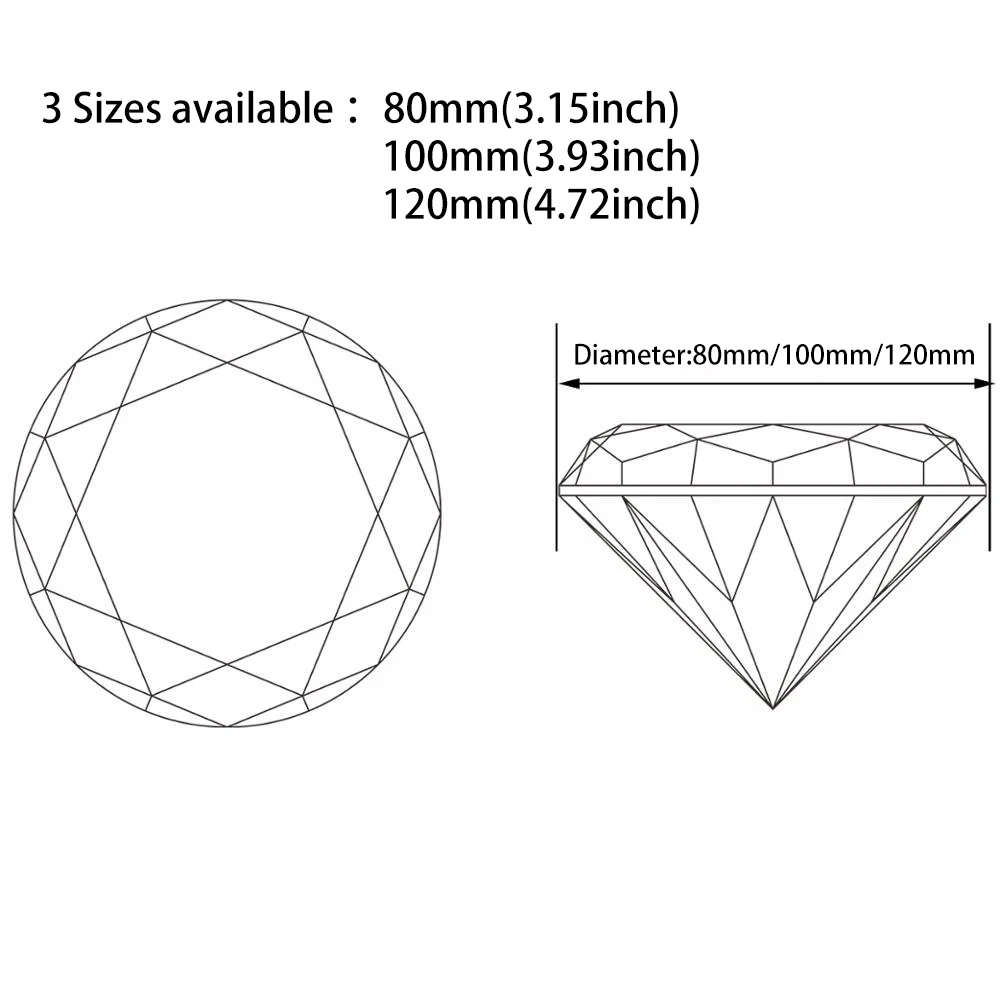 100mm Crystal Large Diamond Romantic Colors Big Glass Diamond Party Decoration Home Decoration Ornaments Party Christmas Gifts