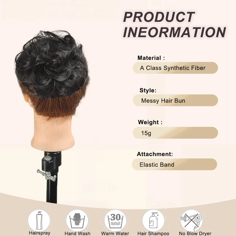 LUPU Messy hair Strands Naturally Curly Ponytails Fluffy Donuts Upright hair Strands Messy hair Strands are Suitable for Women