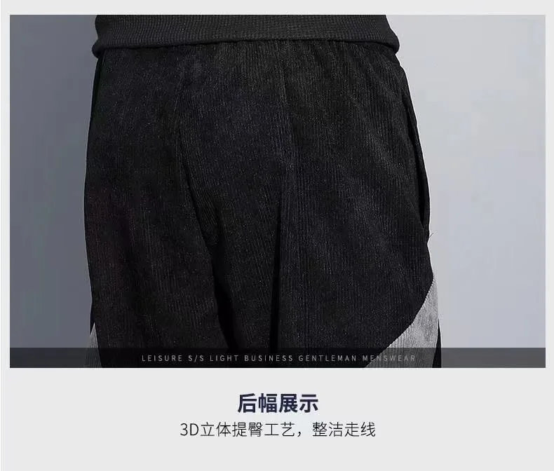 The new Korean version of the spring 2022 trend, nine minute trousers, men's loose-fitting campaign, popular logo casual trouser combat trousers