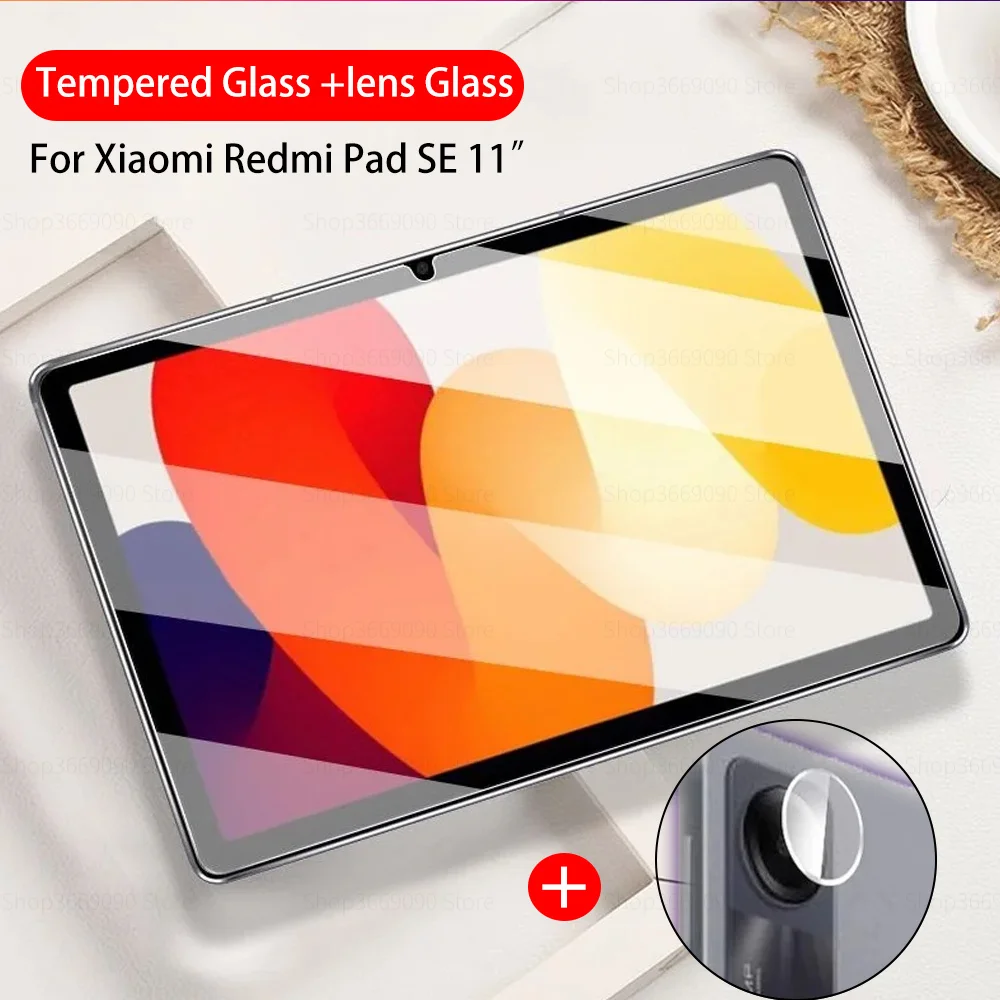 

2 в 1 HD Защита от царапин для камеры закаленное стекло для Xiaomi Redmi Pad SE 11 дюймов 2023 Защитная пленка для планшета Redmy PadSE