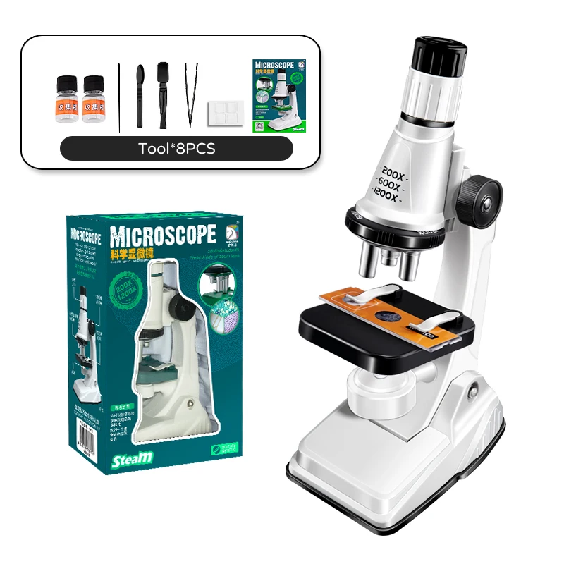 Kit de jouets de Microscope scientifique pour enfants 60-120x, Mini  Microscope de poche éducatif avec lumière LED, jouet d'extérieur à tige  pour