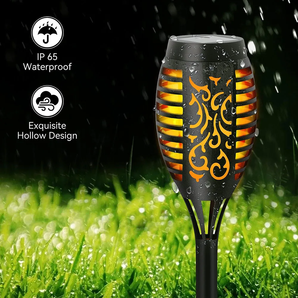 Solar Flickering Dancing Flame Lights Waterproof Solar Torch Lights for Outdoor Garden Patio Pathway Yard Driveway Decorative
