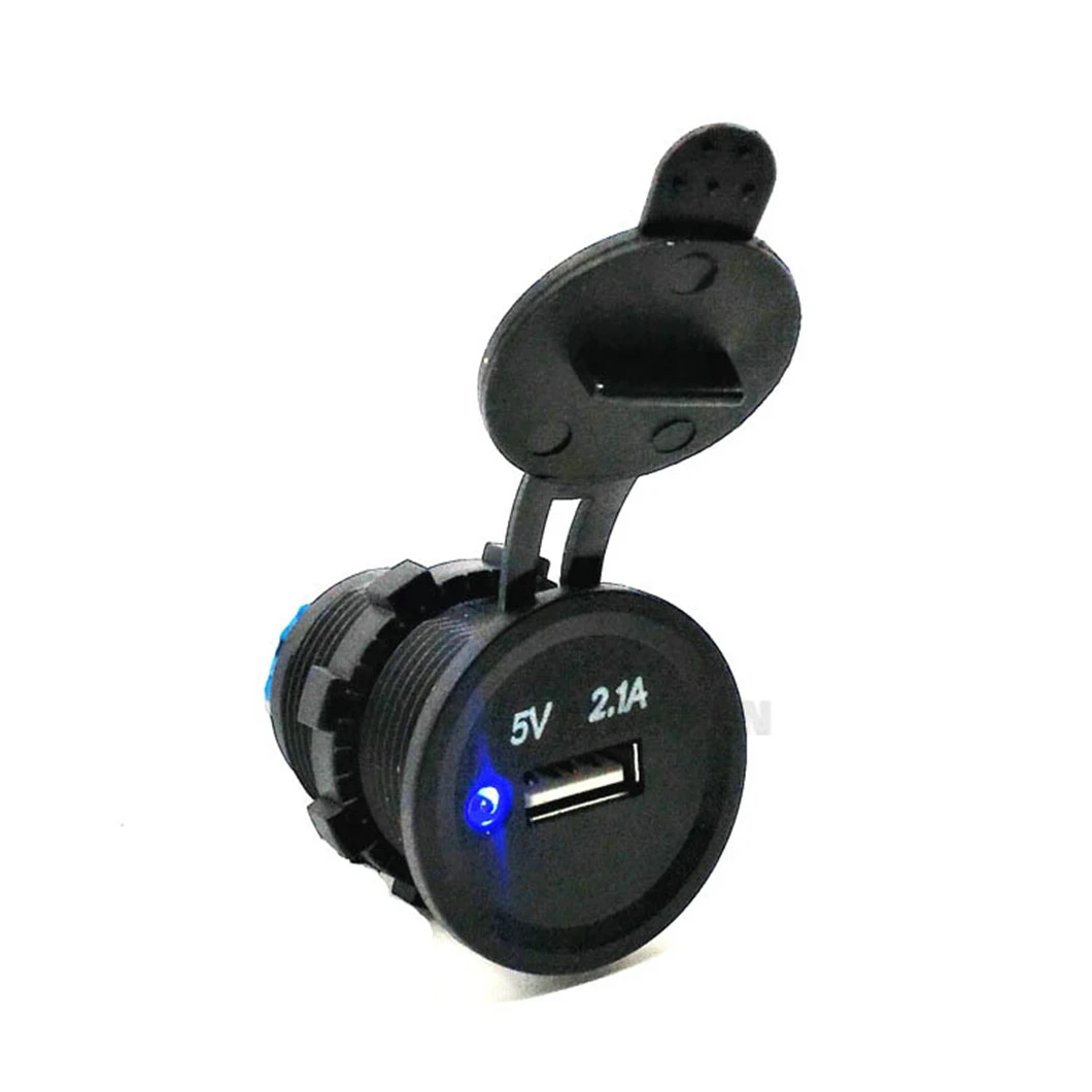 

2.1A 5V Blue Led Indicator Single USB Port USB Car Charger For Phone Car Motorcycle