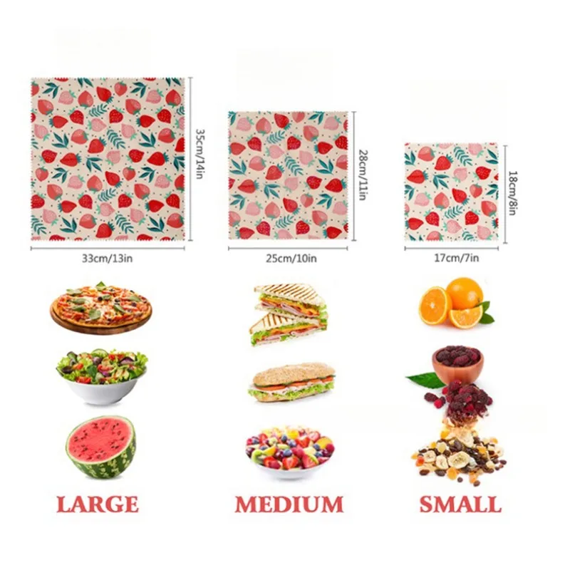 3PCS Set Reusable Organic Beeswax Food Wrap for Fresh Keeping and Eco Friendly Kitchen Plastic Packaging Paper Food Packaging 6