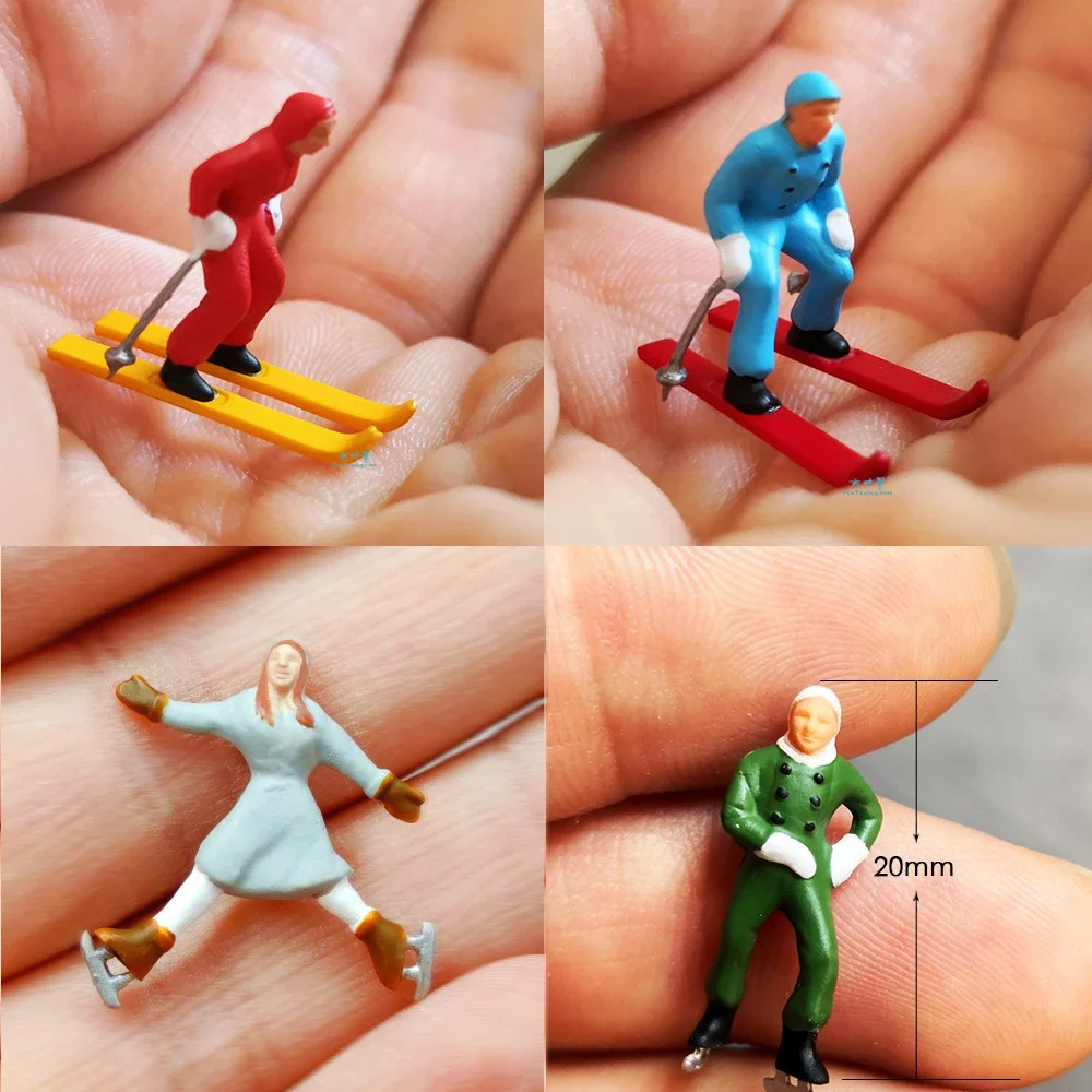 Hsthe Sea 100 STUKS Witte Mini Mensen Figuren 1:50 Schaal Whte Cijfers voor Miniatuur Scènes Micro Landschap