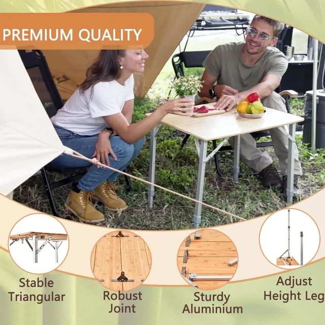 Buy KingCamp 4 People Bamboo Three Heights Folding Table – KingCamp Outdoors