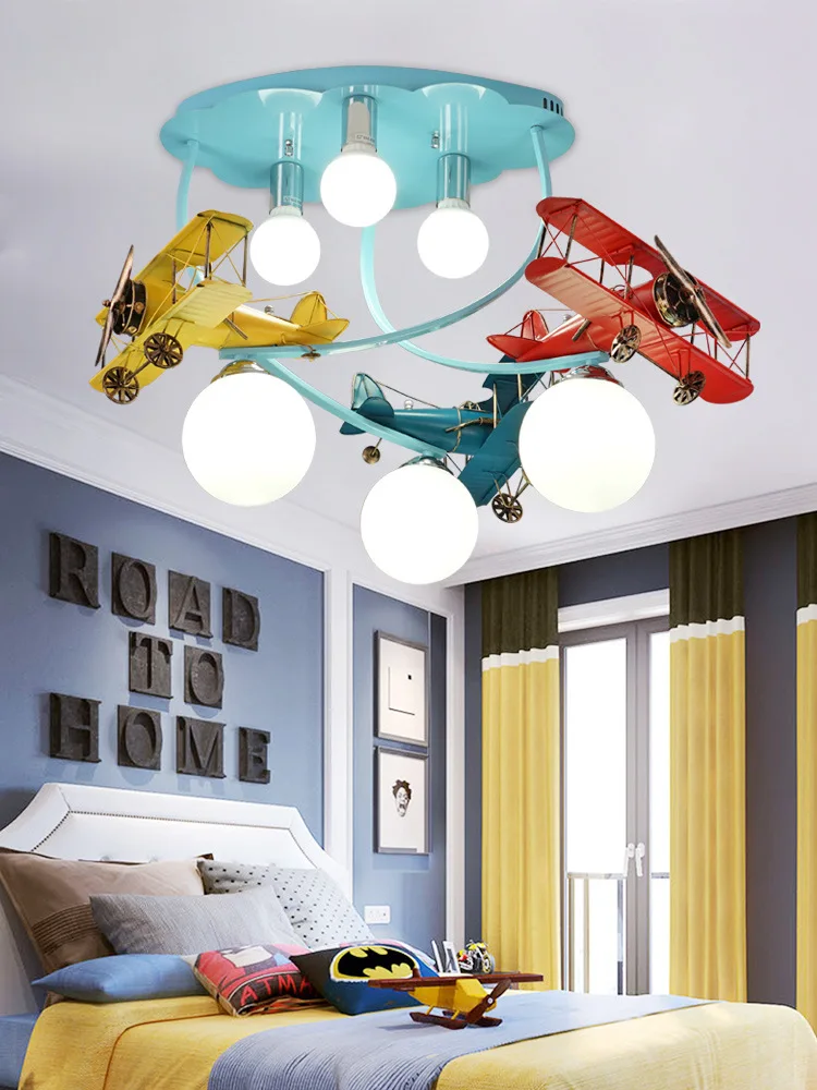 

Children'S Room Airplane Led Chandeliers Lighting For Bedchamber Study Kids Home Decor Hanging Lamp Creative Indoor Fixtures