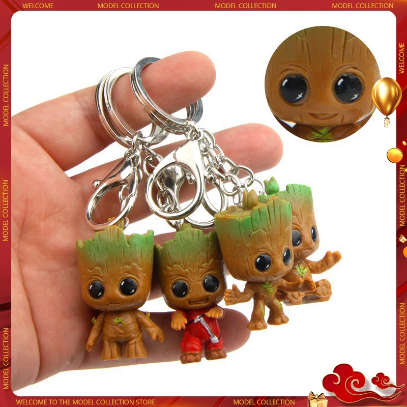 

5cm Marvel Guardians Of The Galaxy Avengers Groot Baby Tree Man 4pcs/set Keychain Model Figure Toys Kids Christmas Gift