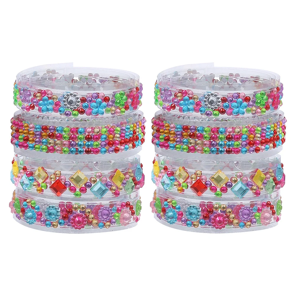 8 Rolls of Acrylic Rhinestone Tape Gift Wrapping Decoration Scrapbooking Glitter Rhinestone Tape