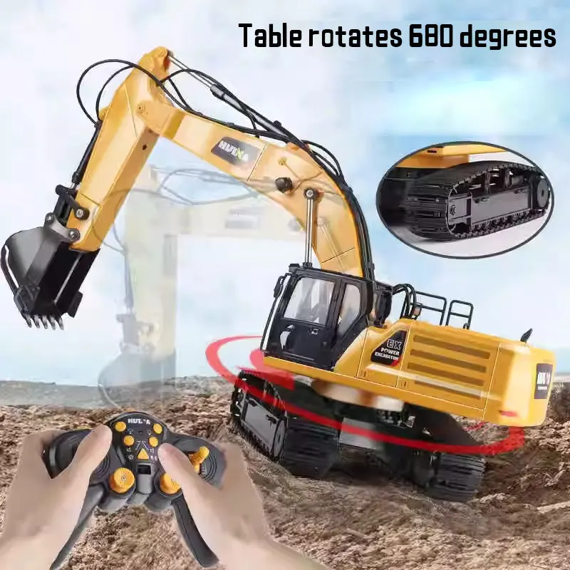 Huina 1523 1:14 Alloy 21 Channel Remote Control Excavator Metal Version 2.4G Wireless Large Construction Vehicle Excavator Toys 4