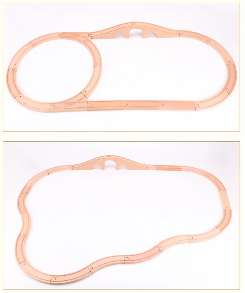 Kinder Holzschiene Zubehör Kombination Universal Schiene Buchenholz Eisenbahn Zug Gleis Spielzeug Fit Biro Alle Marken Schiene – Detail 8