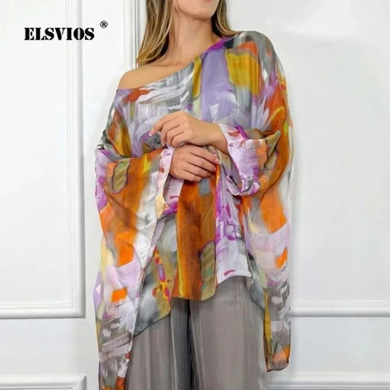 

Блузка Женская Асимметричная с рукавом «летучая мышь» и круглым вырезом