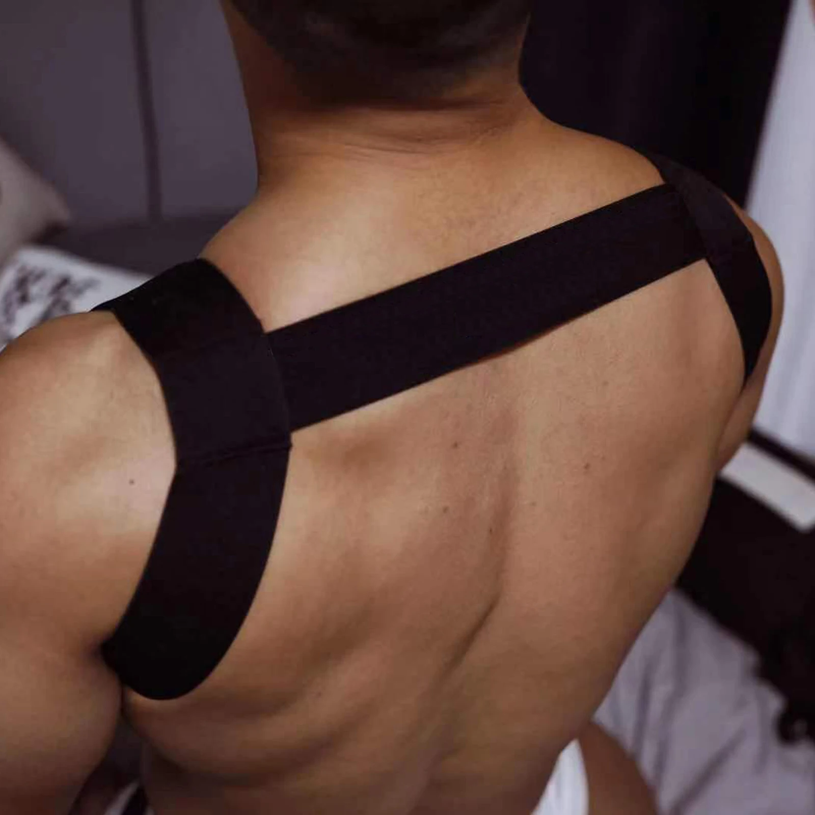 Men's Harness Chest Bodysuit Hollow Out Bondage Elastic Penis Ring Hole Erotic Costume leather chest harness