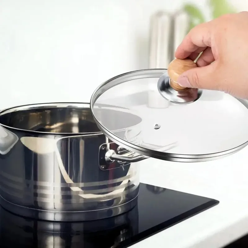 Description Picture 6 of itemNew Pot Lid Handles Replacement Stainless Steel Pot Lids Knobs Heat-Resistant Wooden Holding Handle Kitchen Cookware Handgrip