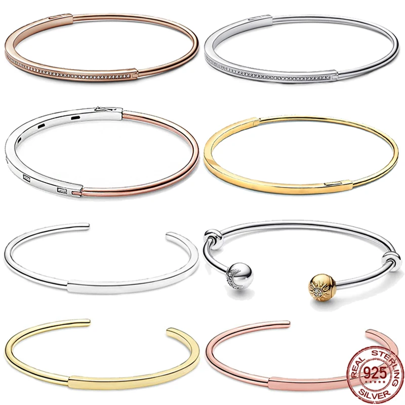 

Новинка, Классический Открытый браслет из стерлингового серебра 925 пробы, Модный женский браслет с роскошными подвесками, изысканные ювелирные изделия «сделай сам» в подарок