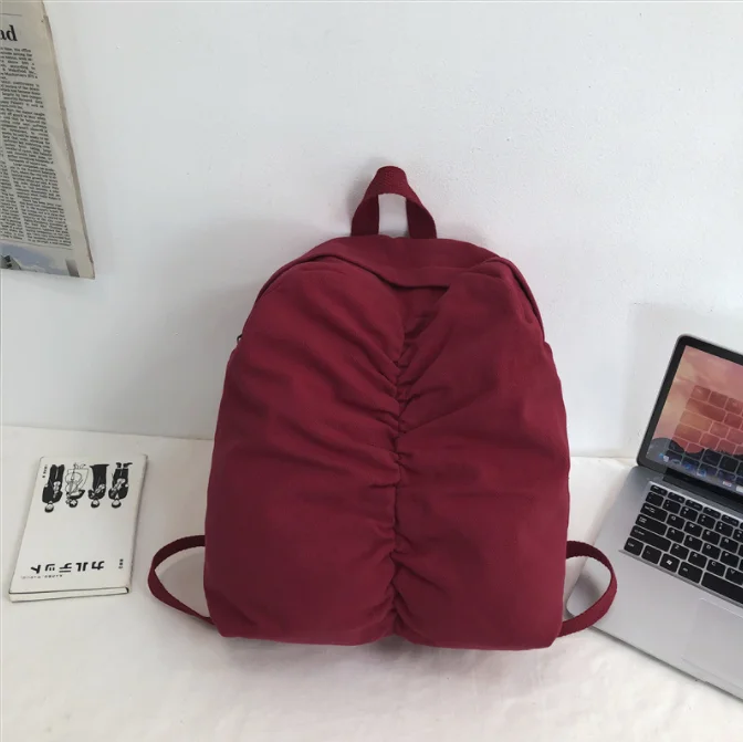 

2022 Casual New Nylon Solid Backpack Bags College Women SchoolBag High Student Bag