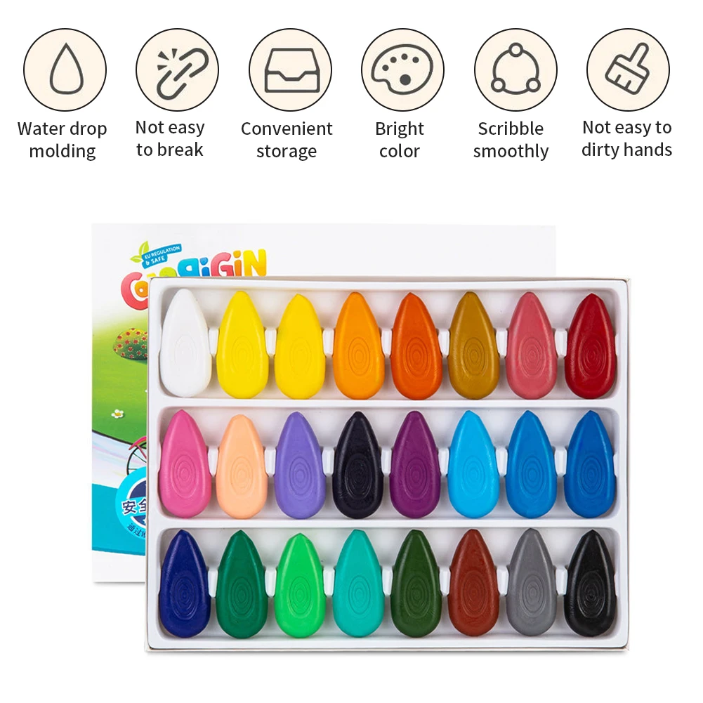 12/24 Colors Wax Crayons Drop Shaped Palm Grip Crayons for Kids Washable  Safe Painting Drawing Tool School Student Art Supplies - AliExpress