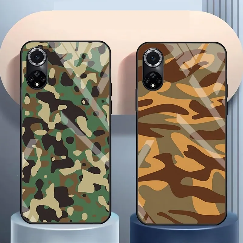 

Camouflage Camo Military Phone Case Glass Cover For Huawei Mate 20 X 30 40 Nova9 Pro 8 8I 9SE Y5 6 Prime 2018 2019 Y7 A 2020 Y9