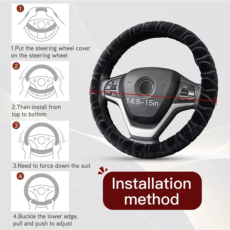Coprivolante universale per auto da 37-39 cm Coprivolante invernale morbido e caldo in peluche Accessori per la decorazione di interni auto - Image 5