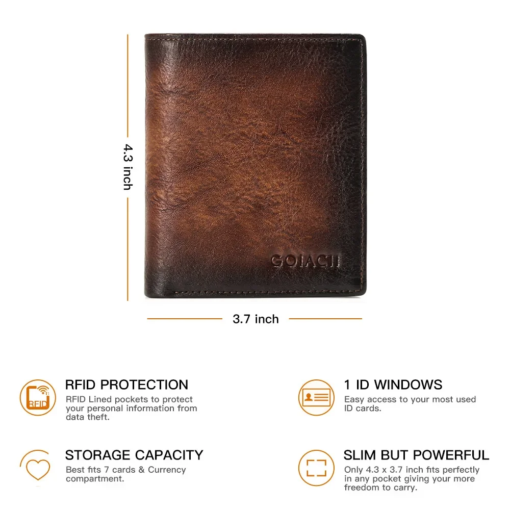 Bussiness Genuine Leather Mens Wallet with Coin Pocket Bifold Wallet for Men 5