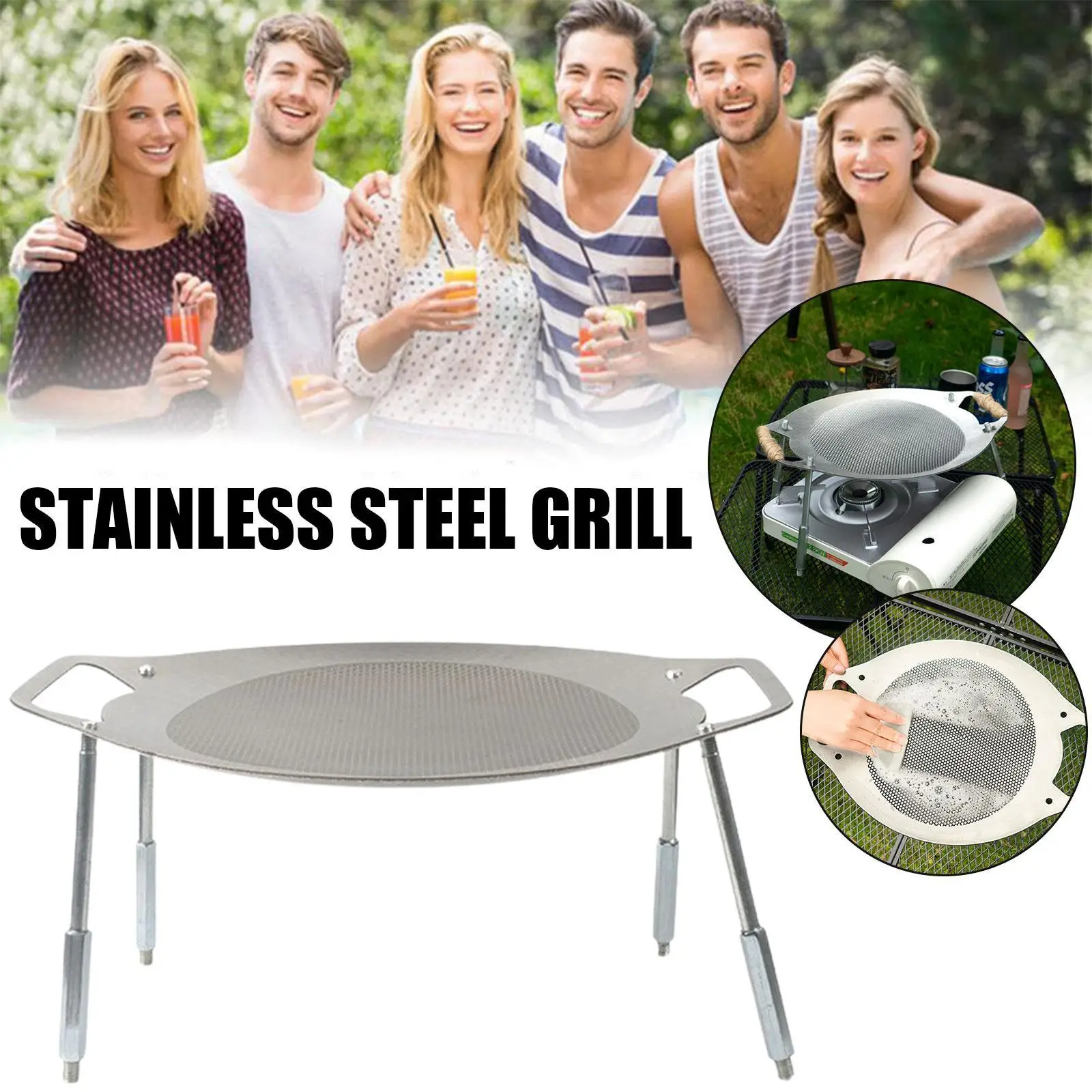 outdoor barbecue plate steel camping Korean barbecue plate Non-Stick Round Griddle Grill Pan Easy To Clean