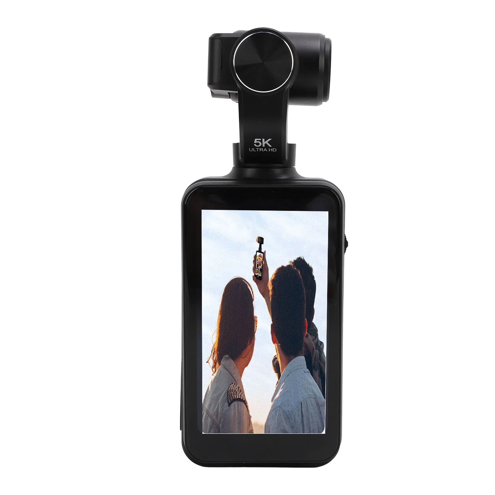 5K Pocket Video Camera with 3.5 Inch Rotating Touchscreen HD 3 Axis Stabilization Wide Angle Action Camera for Travel Vlogging 5