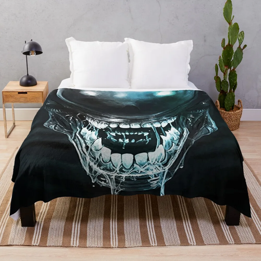 

Xenomorph Alien Throw Blanket Hairy Blankets Moving Blanket Plaid on the sofa Personalized Gift