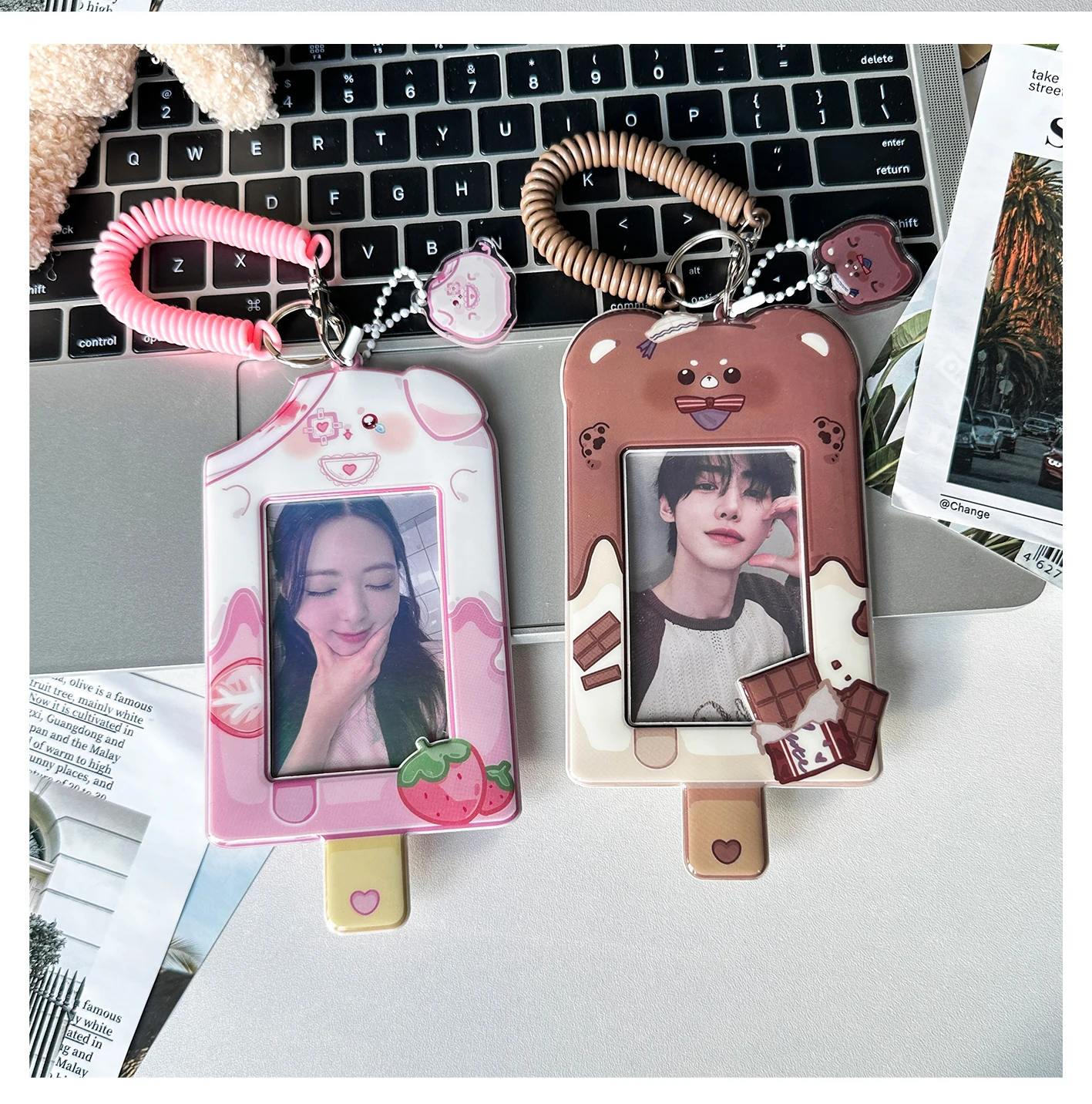 MINKYS Kawaii Animal 3 inch Kpop Photocard Holder Photo Card Holder Bag Pendant Back To School Stationery 5