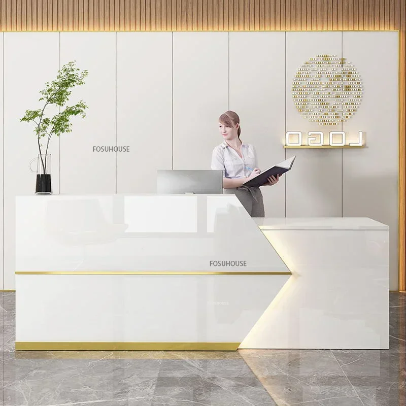 Modern Reception Desk Luxury Company Front Desk Office Furniture Bar Beauty Salon Counter Table Commercial Cashier DesksN