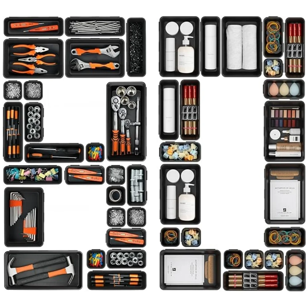 Tool Box Tray Desk Drawer Organizers Interlocking Shallow Tool Organizer Tray Dividers Toolbox Storage 61/45/34/24/9PCS