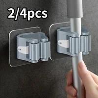2/4PCS Home Storage Rack Bathroom Suction Hanging Pipe Traceless Hooks Wall Mounted Mop Organizer Holder Waterproof Broom Hanger 1