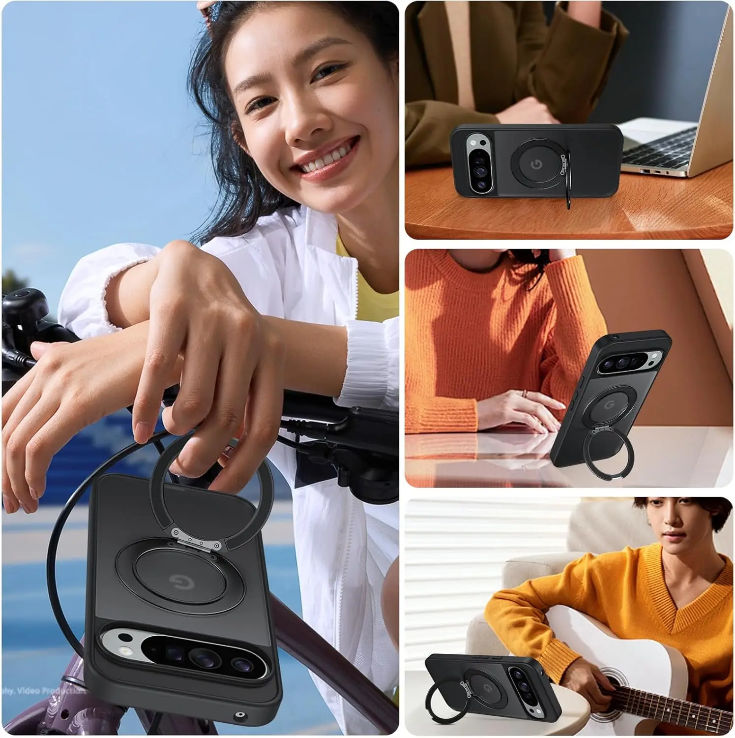 Ultimate 360° Rotatable Ring Holder Kickstand Case with Magnetic Wireless Charging and Shockproof Protection