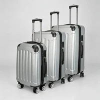 Ensemble de bagages ABS Stripe 3 pièces, valise à roulettes rigide légère avec roulettes à 360° °   Valise à roulettes, bagage à main pour hommes et femmes, noir/gris foncé/gris 3