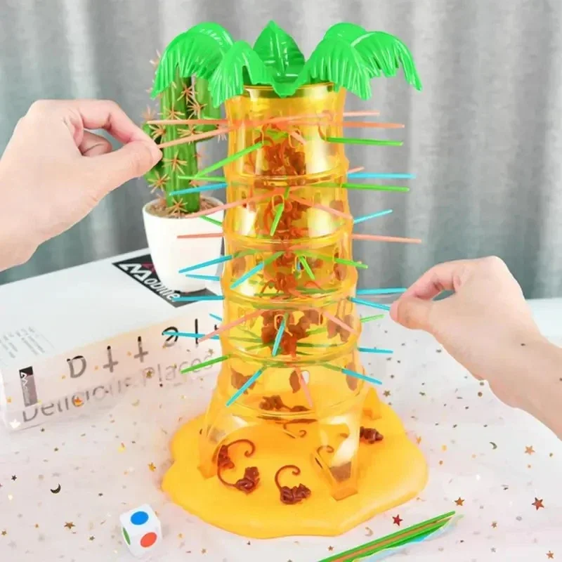 Monkeys Climbing Table Game Turn and Down Lottry Toy Intelligence Creation Imagination Develoment Family Party Game for Kids