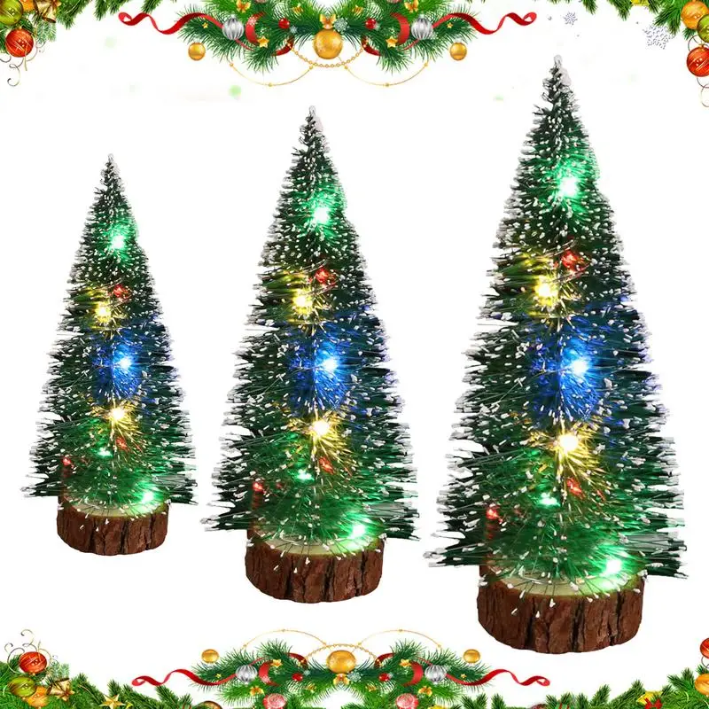 

3 шт. маленькая настольная Рождественская елка с лампочками, настольное украшение для спальни, книжной полки, сада, детской комнаты, спальни и многого другого
