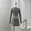Women's New Fashion Style High Quality Elegant 2025 Grey Mini Dresses for Office Ladies 2