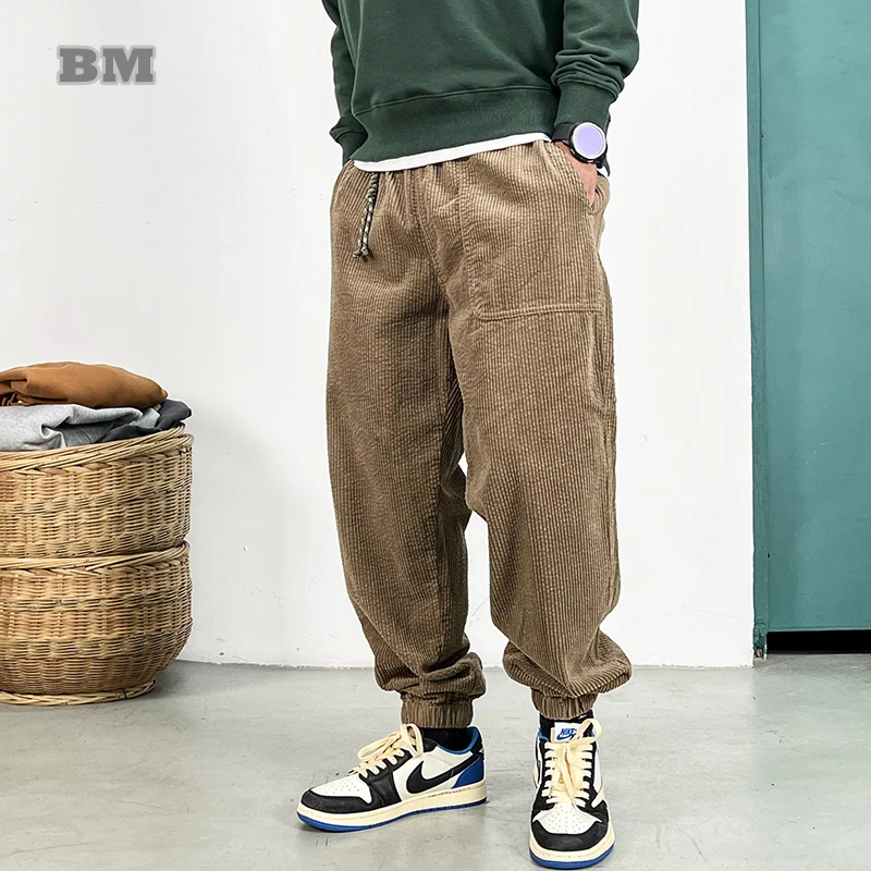 

Korean Streetwear High Quality Cotton Corduroy Casual Baggy Pants Men Japanese Harajuku Trend Sweatpants Fashion Sport Joggers