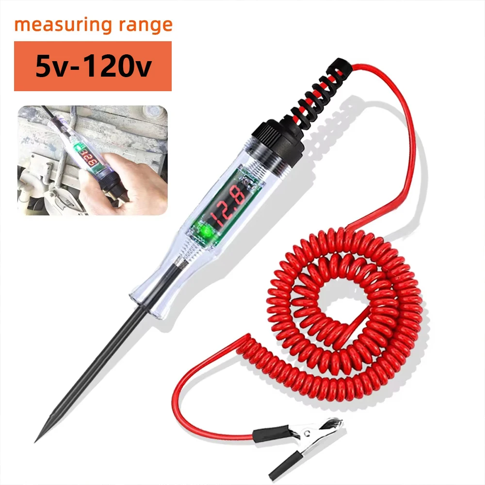 Car Voltage Tester Car Truck Voltage Circuit Tester Auto Car Diagnostic Probe Test Pen Light Bulb Electric Measuring Pen Repair Tools 5-120V