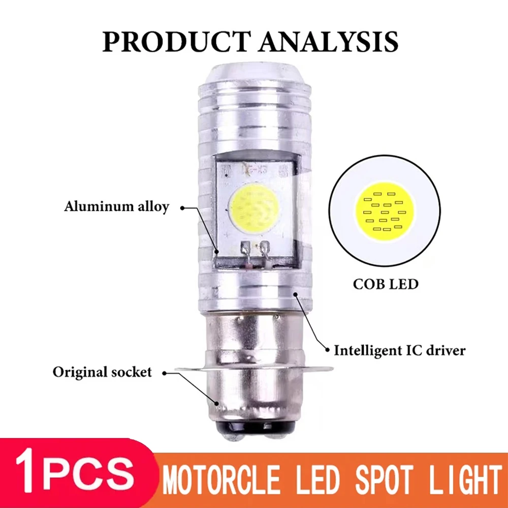 H4 LED Moto H6 BA20D Motorcycle Headlight Bulbs 2 Sides COB White 6000K Hi Lo Lamp Scooter Accessories Fog Lights 12V