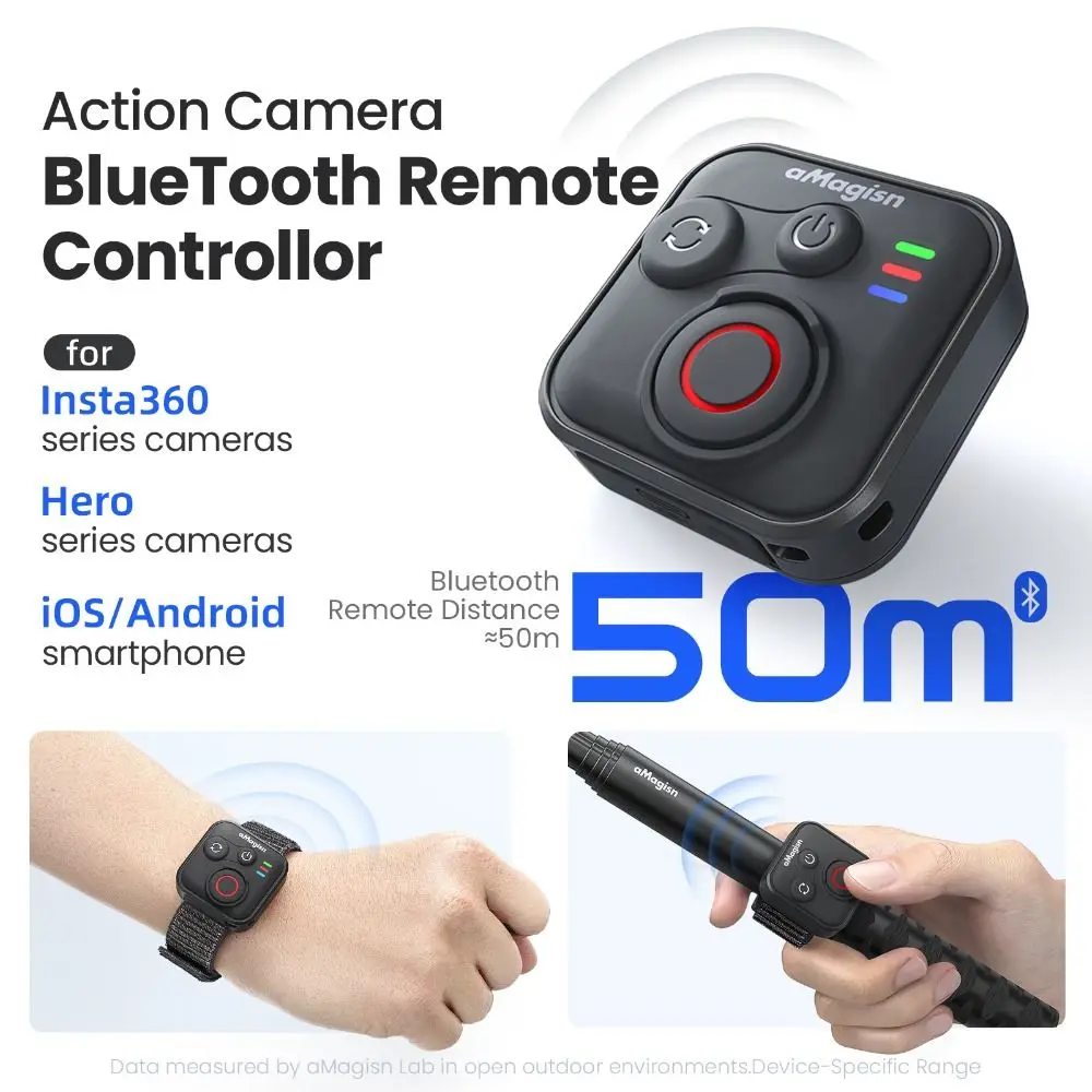 Télécommande Bluetooth pour Insta360 GoPro – Portée 50m, 96h Autonomie