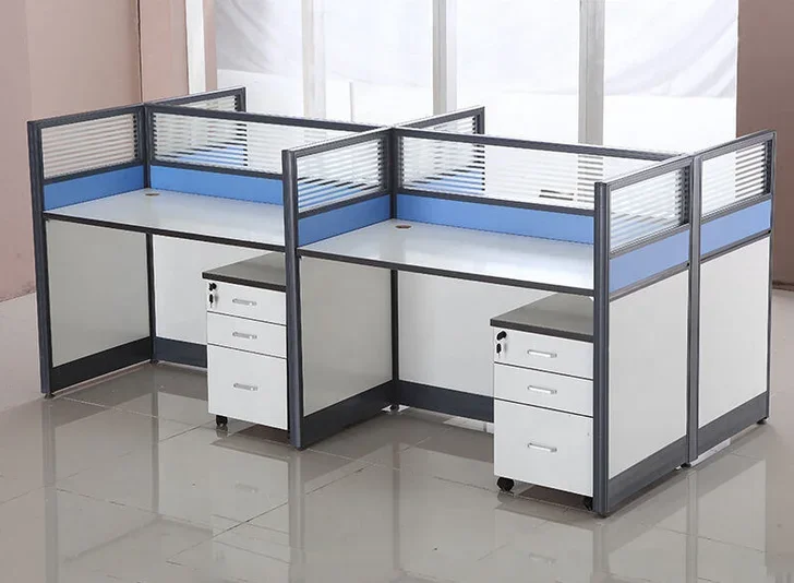 Modern Modular 4 People Office Desk Cubicles Workstation Glass Small Office Partition