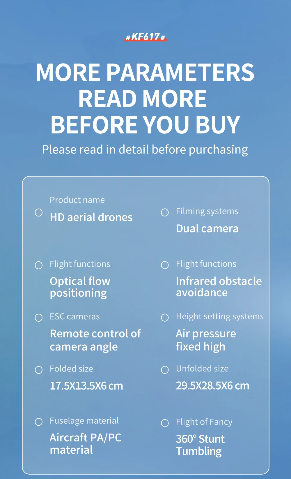 KF617 Drone, hd aerial drones filming systems dual camera flight functions 