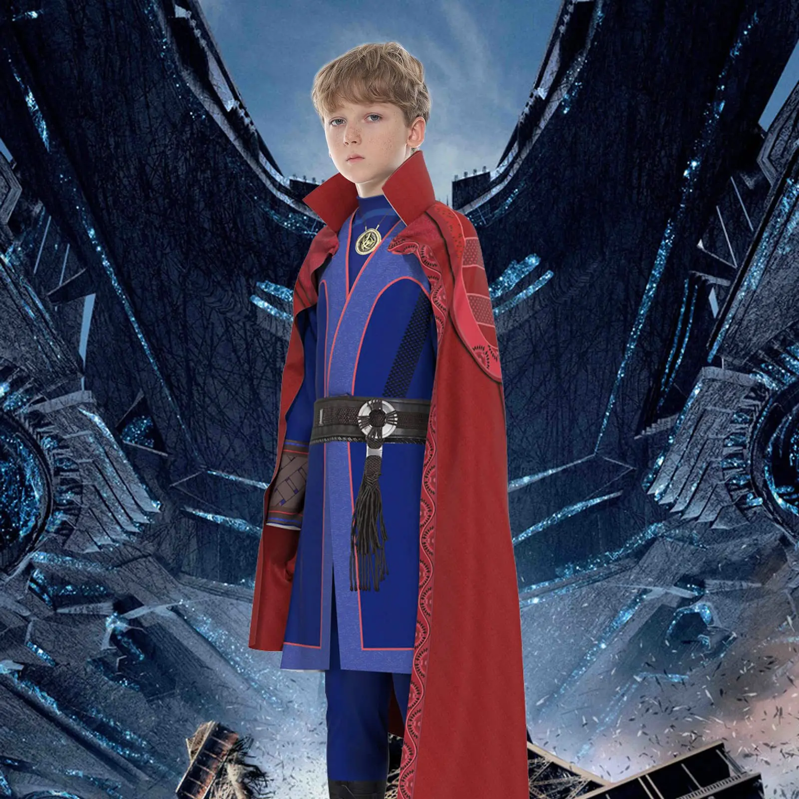 Fancy Adult Kids Doctor Red Strange Cosplay Costume Boys Super Hero Zentai Tuta Costume Di Halloween Per Uomo Vestiti Da Festa