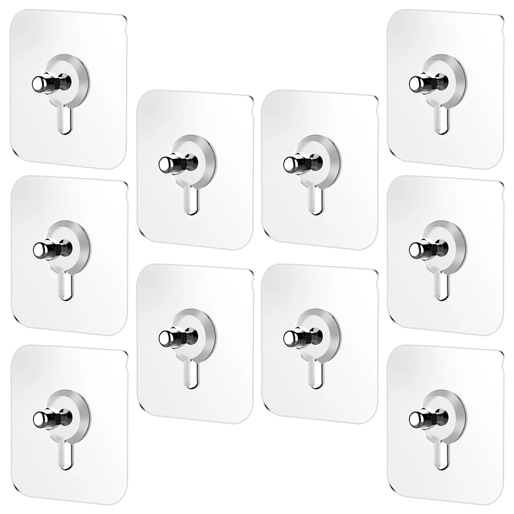 

10 Pcs No Trace Screw Sticker Hooks Adhesive Wall Bathroom Sticky Curtain Suction